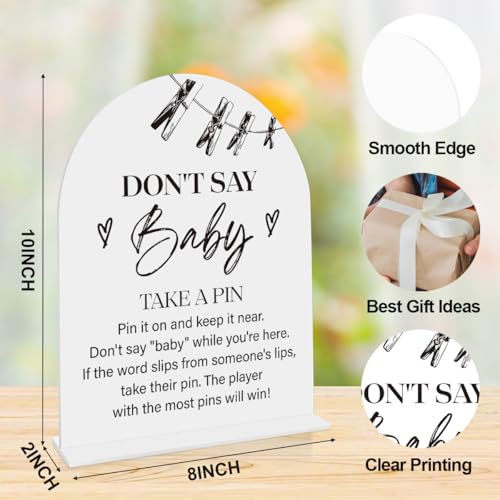 Dont Say Baby Baby Shower Game Sign Dont Say babys Sign babys Shower Game Decoration Shower Reception Event Party Table Desk Acrylic Decor 8x10 Inch - color: don't say baby