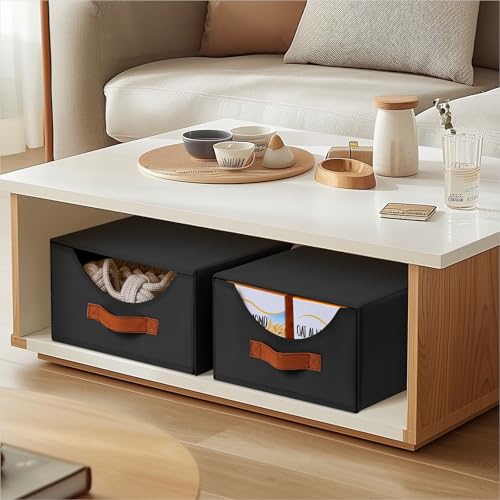 Homsorout Stackable Storage Drawers - Collapsible Storage Bins with Drawers, 6 Pack Small Closet Organizer Bins, Fabric Pull Out Organizer for Bedroom, Living Room, Dorm, Black - color: Black, size: 13 Inch. - 6 Pack