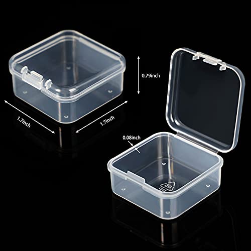 SATINIOR 24 Packs Small Clear Plastic Beads Storage Containers Box with Hinged Lid for Storage of Small Items, Crafts, Jewelry, Hardware(1.7 x 1.7 x 0.8 Inches) - size: 1.7 x 1.7 x 0.8 in