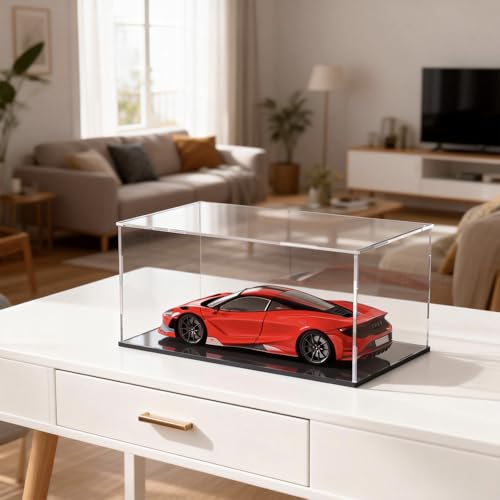 Acrylic Display Case, Clear Acrylic Display Box with Matte Base, Dustproof Collectible Storage Cases, DIY Easy Assembly Showcase for 1: 24 Car Models, Collectibles, 10 x 5 x 5 inch - size: 10 x 5 x 5 inch