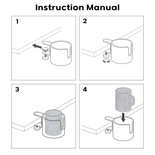 Desk Cup Holder 1Pack (Black), Table Edge Clamp Cup Holder for Home Office Desk, Gaming Desk Accessories, Computer Desk Accessories, Anti-Spill Cup Holder
