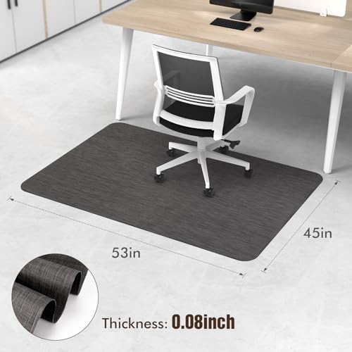Blvornl Office Chair Mat for Hardwood Floor, 45"x 53" Desk Chair Mat for Hard Wood and Tile Floor, Large Anti-Slip Hard Floor Protector, PVC Mat Desk Rug for Office Home, Black - color: Black, size: 45" x 53"