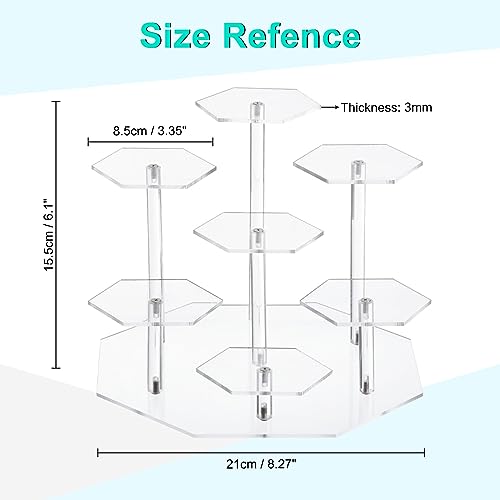 UXCELL Acrylic Display Stand for Figures & Collectibles - 7-Tier Clear Acrylic Risers for Showcasing Pastry & Candy