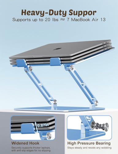 Aoviho Laptop Stand for Desk – Adjustable Aluminum Laptop Riser with Unique Cat-Shaped Cooling Vent, Portable Desk Gift & Decor, Compatible with MacBook Air Pro, Dell, HP, Lenovo (10"-17.3"), Sky Blue - color: Sky Blue