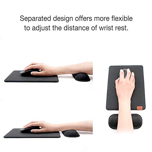 SenseAGE Detachable Ergonomic Mouse Pad with Wrist Rest Support, Adjustable Placement for Pain Relief, Non-Slip Base, for Computer & Laptop, Office Desk Accessories, 9.7 x 7.3 in (Light Grey) - color: Light Grey