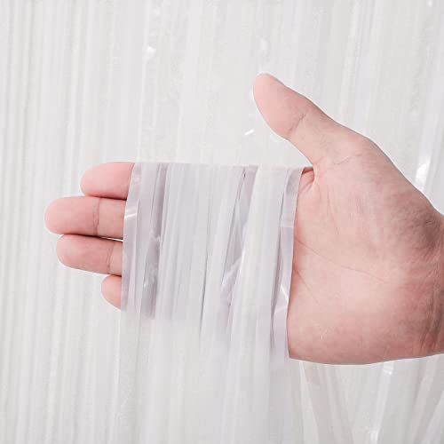 Voircoloria 3 Pack 3.3x8.2 Feet White Foil Fringe Backdrop Curtains, Tinsel Streamers Birthday Party Decorations, Fringe Backdrop for Graduation, Baby Shower, Gender Reveal, Disco Party - color: 17 White