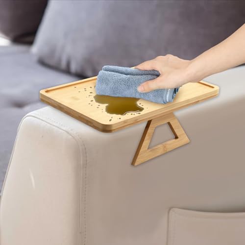 Sofa Arm Tray Table Clip-Wide Sofa Arm Table-Flexible and Foldable-Ideal for Cell Phones,Cups,Fruits or Snacks-Thoughtful Gifts(Oval)