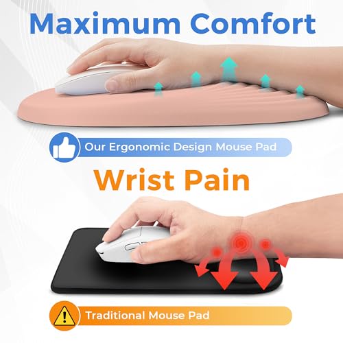 Ergonomic Mouse Pad with Wrist Support, Memory Foam Wrist Rest for Pain Relief & Carpal Tunnel, Non-Slip Base for Office, Computer, PC, Laptop (12x8x1.2inch, Light Orange) - color: 17 Light Orange