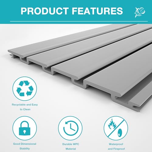 NeatiEase Slatwall Panel Wall Storage Systems, 4 x 8ft Slat Wall Paneling Garage Wall Organizer, Heavy Duty Wall Mounted PVC Wall Rack (Gray) - color: Grey, size: 4x8ft