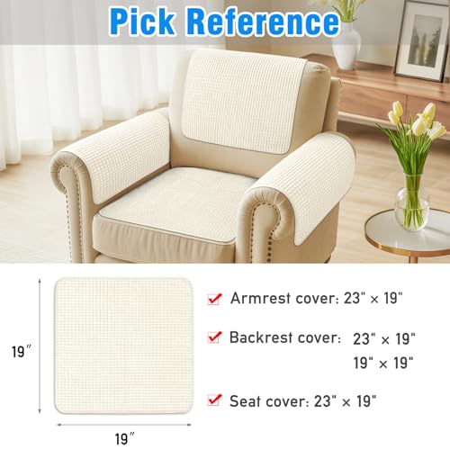 Couch Arm Covers, Sofa Arm Covers, Waterproof Armrest Cover for Sofa, Armchair, Loveseat, Headrest Cover, Non-Slip Recliner Arm Cover, Arm Chair Covers Set of 2 (Beige, 19"×19") - color: Beige, size: 19" x 19" - 2 pcs