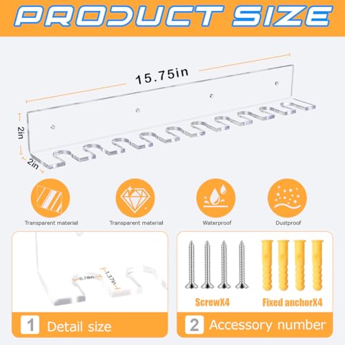 Clear Thickened Display Stands & Wall Mounts for Baseball Bats, Acrylic Mini Baseball Bat Display Hanger for 10 Items, Sturdy Vertical Bat Rack Organizer, Floating Baseball Display Shelf