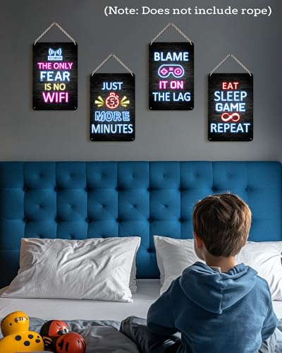 KUVIOKE Video Gamer Room Neon Sign Decor for Teen Boys Gaming Wall Art Gamer Metal Signs Teenage Bedroom Decor 12x8in - color: MINUTES