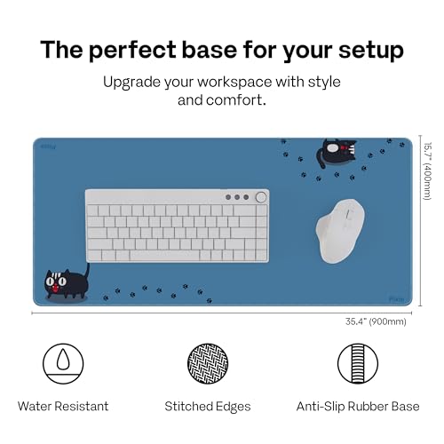 Pixio Mouse Pads - 36 x 16 inch XXL Deep Blue Cats Multifunctional Large Desk Mats for Gaming, Office, Desktop Anti-Slip Waterproof Washable Computer Mouse Mat - color: Blue Deep Blue Cats