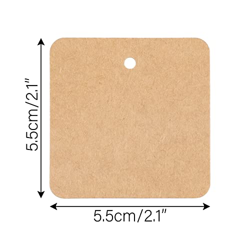 G2PLUS Kraft Paper Gift Tags with String, 100PCS Brown Square Tags, 2.2x2.2 inches Blank Hang Label Tag for Gift Wrapping, Pricing, DIY Arts and Crafts, Christmas, Wedding Party Favors - size: 2.2 x 2.2 inches, style: Kraft Rounded Square