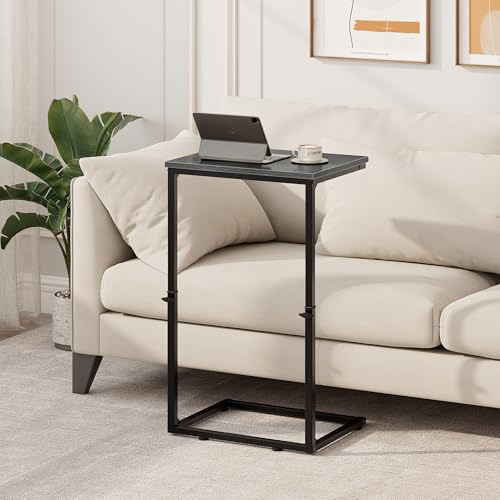Vagusicc C Shaped End Table for Couch, 33.2'' Tall C Table Adjustable Height Side Table, Small Side Table for Small Spaces, Couch Tables that Slide Under, Tv Tray Table for Living Room, Gray Walnut - color: Gray Walnut (1 Pack), style: Ordinary