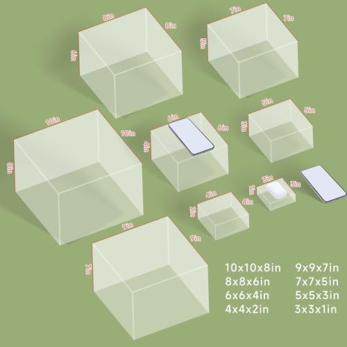 8 Buffet Risers Acrylic Cube Display Stands Box Risers with Hollow Bottoms Dessert Table Display Set Food Nesting Risers for Buffet Table, Cupcake Candy Food, Parties, Brunch, Weddings (Transparent, 8pcs-3''4''5''6''7''8'' 9'' 10'') - color: Transparent,