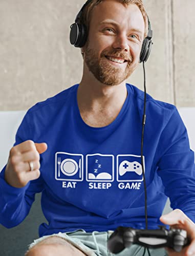 Tstars Eat Sleep Game Hoodie for Men and Teens Funny Gamer Pullover Cool Gaming Apparel Hoodies Boys - color: Game Shirt / Blue, size: Small