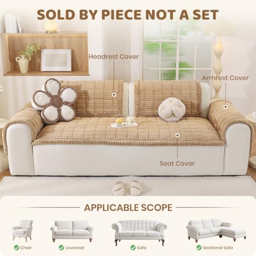 Royhom Couch Cover for Dogs Washable, Soft Thick Pet Couch Covers for Sofa, Pawcart Couch Protector Pet Friendly, Furniture Covers Dog Mat for Couches and Sofas (Khaki, 27.6 x 47.2 Inch) - color: Khaki, size: 27.6 X 47.2 Inch/1 Piece