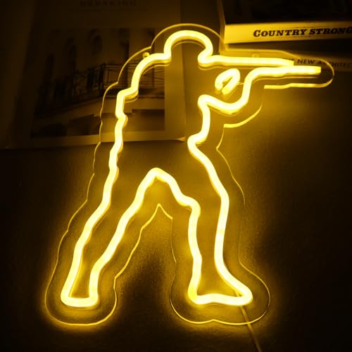 WonderfulLife Counter Strike Game Logo Neon Sign for Game Zone Decor,Gunfight Games CS Led Lights for Man Cave Gaming Room Internet Bar or Bedroom Decoration.5V USB Powered,Easy Hanging. - color: CS