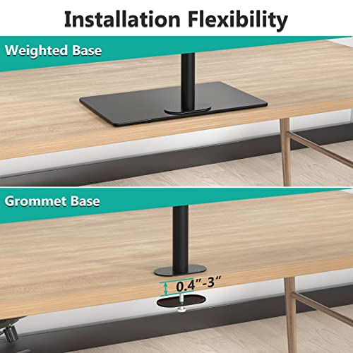 WALI Triple Monitor Stand, Height Adjustable Free-Standing Monitor Desk Mount, fits 3 Computer Screens up to 27 Inch, Holds up to 22lbs per Arm (GMF003) - size: Triple, style: Glass Free Stand