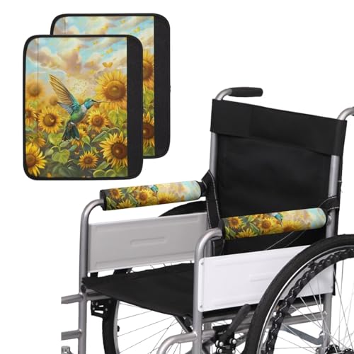 Wheelchair Armrest Covers Wheel Chair Accessories Adults 2 Pack Wheelchair Arm Pads for Office Transport Chair Pressure Relief Hummingbird - color: Hummingbird