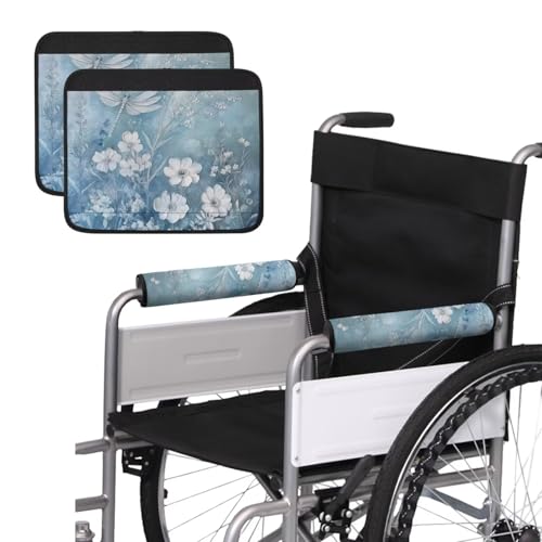 Wheelchair Armrest Covers Blue Dragonfly Wheelchair Accessories Chair Arm Pads Universal for Wheelchair Armrests Office Transport Chairs - color: Blue Dragonfly