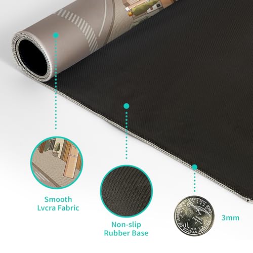Tokyo Street Mouse Pad Anime Japanese Desk Mat Kawaii Large Gaming Mousepad XL Beige Cute Mousepad Gaming Non-Slip Rubber Base Stitched Edges Keyboard Mouse Mat Desk Pad for Office Home and Game - color: Tokyo Street