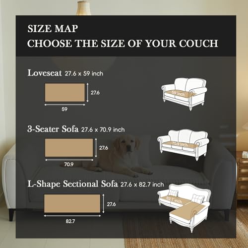 Herringbone Couch Cover for Dogs - Large Silicone Particles Non Slip Pet Sofa Protector Thick Soft Furniture Mat for Dogs Cats Washable Heavy Duty Slipcover for 3 Cushion Couch, Sectional - color: Hb-white, size: 27.6" x 82.7"