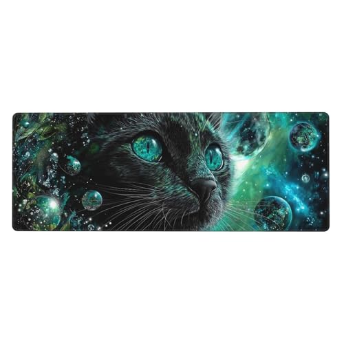 Cat Moon Mouse Pad Extended Large Gaming Mouse Pad XL Stitched Edges for Gamer Home Office 31.5 X 11.8 Inch - color: Cat Moon