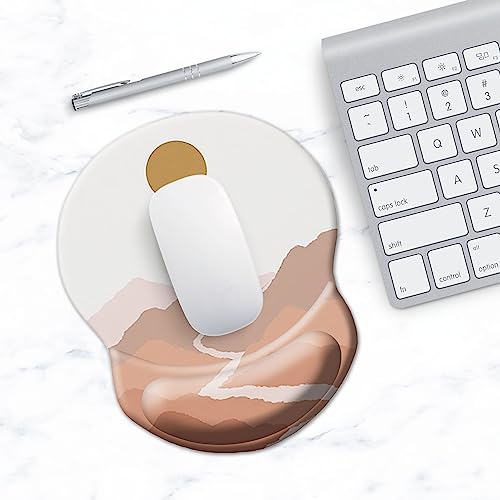 Ergonomic Wrist Support Mouse Pad - Comfortable Computer Mouse Pad with Non-Slip PU Base for Home Office Working Gaming (Mountain Sun) - color: Mountain Sun