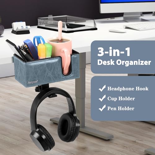 Desk Cup Holder Clip on Pen Holder Headphone Hanger Headset Stand Rotatable Clamp Hook Under Desk (Sky Blue) - color: Sky Blue