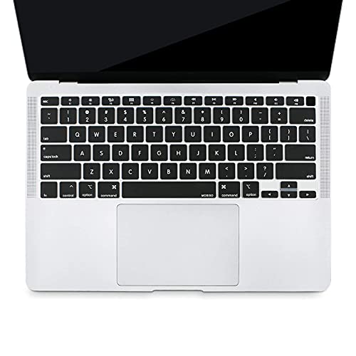 MOSISO Keyboard Cover Compatible with MacBook Air 13 inch 2022 2021 2020 Release A2337 M1 A2179 Retina Display with Touch ID Backlit Magic Keyboard, Waterproof Protective Silicone Skin, Black - color: Black