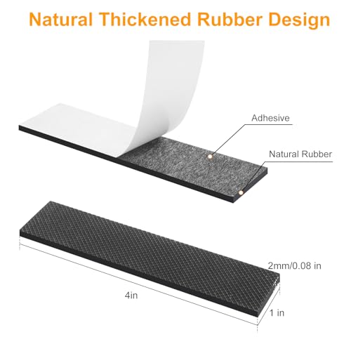 CHUNZEXI Non Slip Furniture Pads, Self Adhesive Rubber Pads with Anti Skid Stickers, Cuttable Rubber Strip for Furniture and Appliances (1” × 4”) - size: 4x1 inch 12 Rectangular