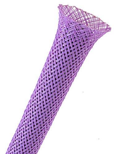 1/8" PET Expandable Braided Sleeving - Color: Purple - Length: 10FT - color: Purple, size: 0.125 Inch Dia - 10 Feet