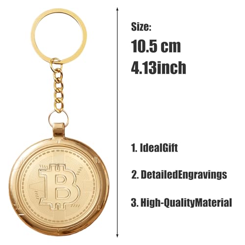 Bitcoin Keychain Key Chains Men Keychain Accessories Key Chain Rings (A-Gold, One Size)