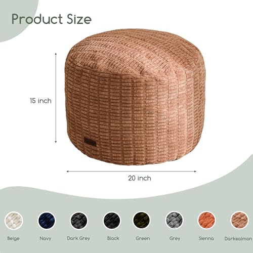 HIGOGOGO Pouf Ottoman Stuffed Round Modern Foam Filled Foot Rest Poufs for Living Room Chair Decorative 20 X 15 Inches Boho Relax Stool for Wedding Christmas Party, Brown - color: Brown, size: 20"D x 20"W x 15"H