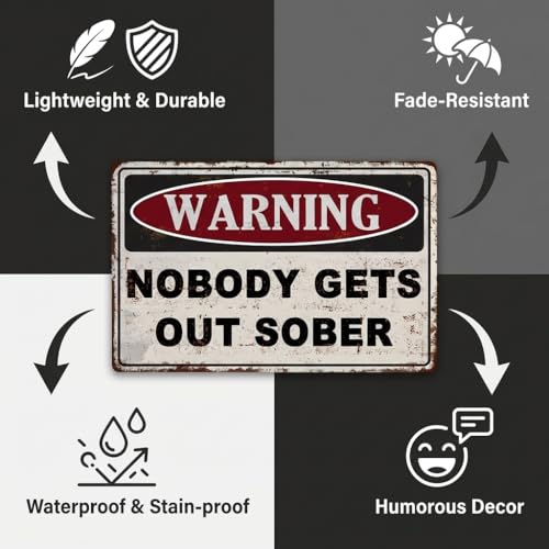 Vintage Funny 12x8 Bar Sign Home Bar Man Cave Garage Wall Art | aluminum panel,easy mount,bar fan mementos,retro pub accents,humorous tavern trinkets,bar party decor - color: PM321006, size: 12" x 8"