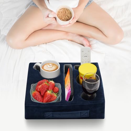 G GOOD GAIN Couch Cup Holder Pillow-Sofa Cup Holder Cozy Buddy | Bed Drink Caddy Holds Tablet, Remote, Snacks | Waterproof Anti-Spill Sofa Beverage Tray for Car, Park, Beach, Picnic, Boat, RV(Navy) - color: Navy Blue, size: 12.5 x 9.5 inches