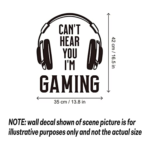Game Wall Sticker, Can't Hear You I'm Gaming Wall Decals, DIY Headset Vinyl Art Silhouette Game Decor, 3D Video Game Room Decoration Wallpaper for Boys Playroom Bedroom Family Game Room