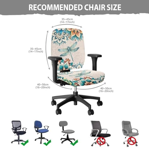 Dragonfly Office Chair Covers 2 Piece Washable Seat and Back Cover Boho Flower Computer Chair Seat Covers Universal Fit Most Wheelchairs,Computer Chairs,Gaming Chairs Padded Covers - color: Dragonfly 2