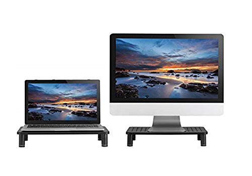 Husky Mounts 2-Pack Monitor Riser Laptop Stand, Adjustable Legs, Stackable, 14.5" x 9.25" x 3.25" Max Height, Matte Black Steel-Black. - size: 2-Pack