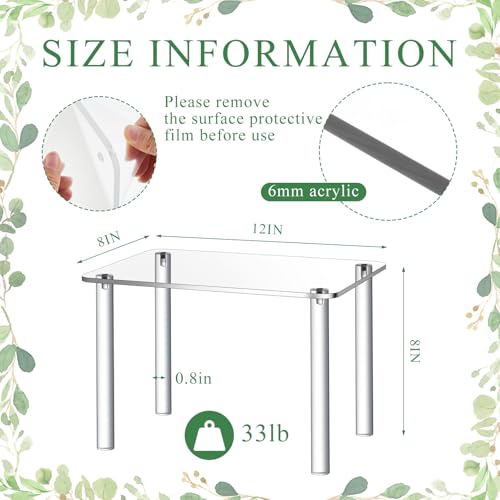 RattanView 1 Pcs 12 Inch Acrylic Risers Display Stands Rectangular 4-leg Acrylic Plant Stand, 6mm Thick Clear Shelf Riser Display Stands for Decor Collectibles Figures and Item Photography - color: Acrylic, size: 12×8×8in