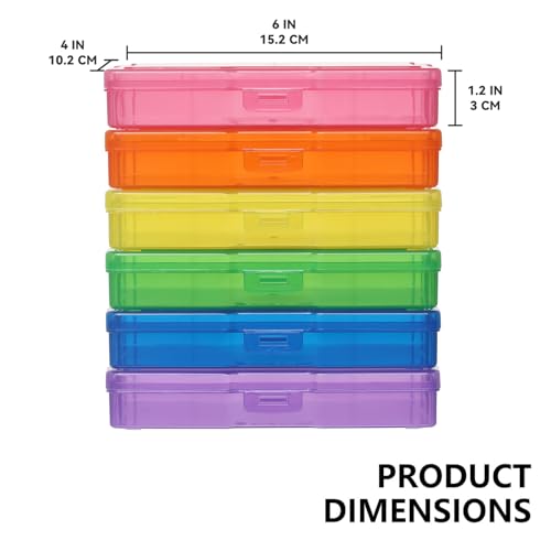 novelinks 6 Pcs 4"x6" Plastic Photo Storage Boxes with Tray (Color 3Pack) | Photo Organizers and Storage, Task Boxes for Special Education, Flash Card Holder, 4x6 Index Card Holder, Picture Boxes - color: Multi-colored 3 Pack