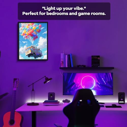 WOXZQ Flying Bus Lifted by Colorful Balloons Wall Art – 12x15 Inch Vibrant Canvas Print – Gaming Room Kids Bedroom Decor – Battle Royale Game Fan Gift - color: Fantasy road trip