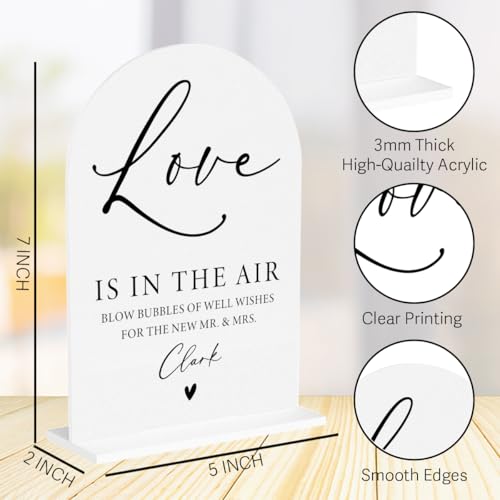 Wedding Bubble Send off Sign Love Is in The Air Acrylic Arch Wedding Bridal Shower Baby Shower Welcome Table Signs for Ceremony and Reception 7 x 5 Inches Decor1328 - color: Air