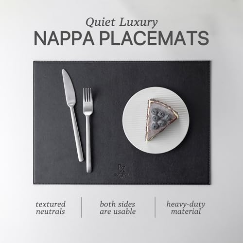 Baroyal Faux Leather Placemats Set of 6 Vinyl Washable Wipeable Table Mats for Kitchen Dining Table Heat Resistant Waterproof Modern Indoor/Outdoor Placemats Non-Slip Easy Clean Place Mats (Black) - color: B-black
