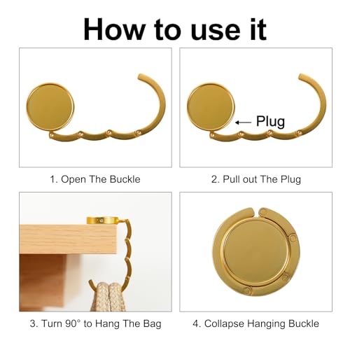 Folding Handbag Hanger - Portable Bag Holder, Women's Bag Table Hanger Hook(HL01-3P Pretty Design) - color: HL01-3P Pretty Design