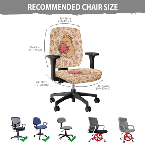 Capybara Computer Chair Cover Stretchable Office Chair Covers 2 Piece Universal Fit Most Wheelchairs,Computer Chairs,Gaming Chairs Washable Slipcovers Protector Brown - color: Capybara