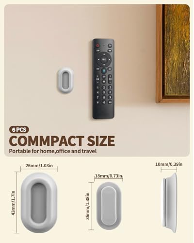 6 Pack Magnetic Remote Control Holder – Upgraded Silicone Magnetic Wall Mount for TV, Fan & Air Conditioner Remotes – Self-Adhesive, No-Drill Remote Control Holder Wall Mount - color: Grey