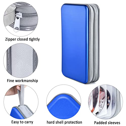 DVD Case, Bivisen CD Case Holder Wallet Binder 96 Capacity CD/DVD Cases Storage Holder Binder Organizer Wallet Book for Car Home Travel (Blue) - color: Blue